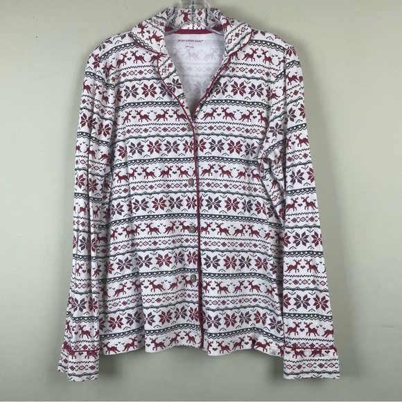 Burt’s Bees Baby Mother Pajama Top Reindeer Snowflake Size Large - Picture 5 of 8